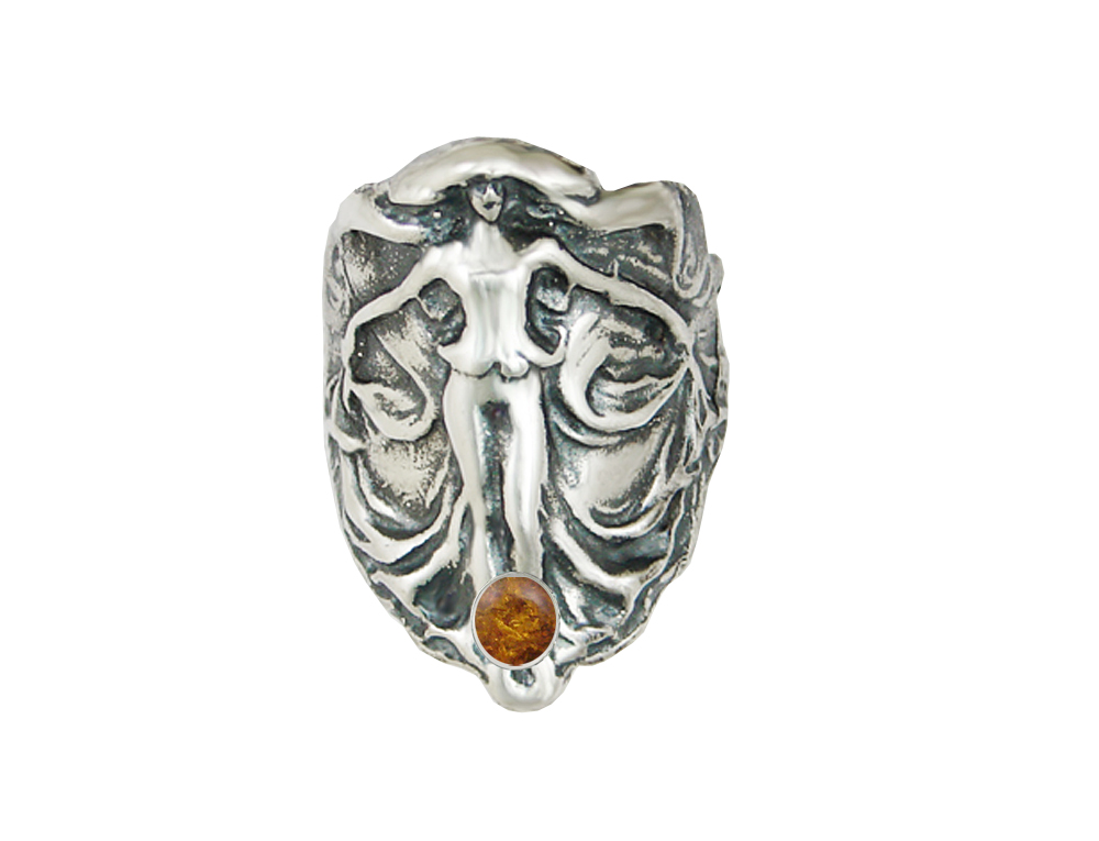 Sterling Silver First Lady of the Realm Ring With Amber Size 6